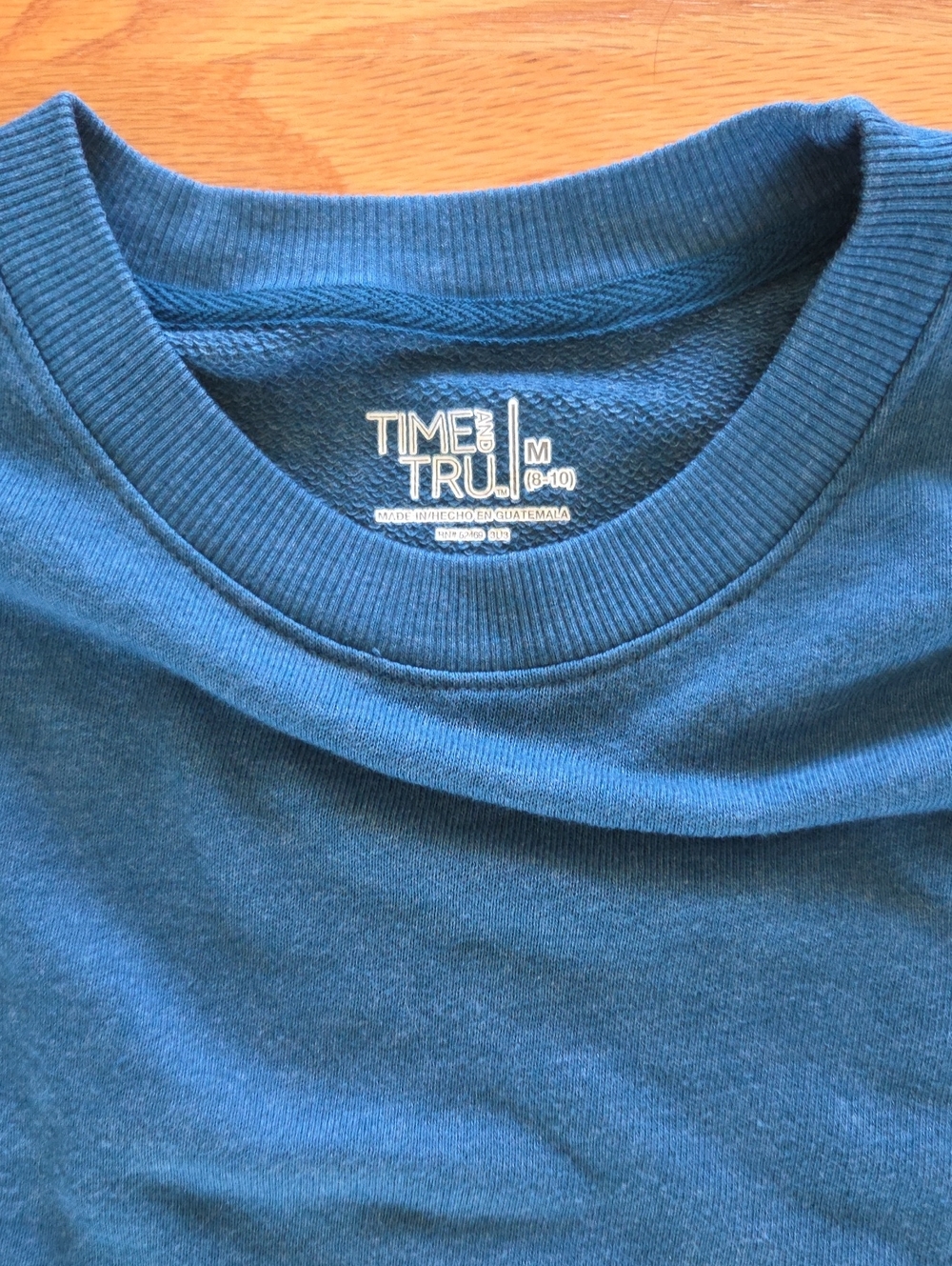 Time and Tru Cotton Catalina Blue High-Low Hem Sweatshirt Size Medium 8-10